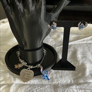 Stitch Charm Bracelet and Earrings Set new